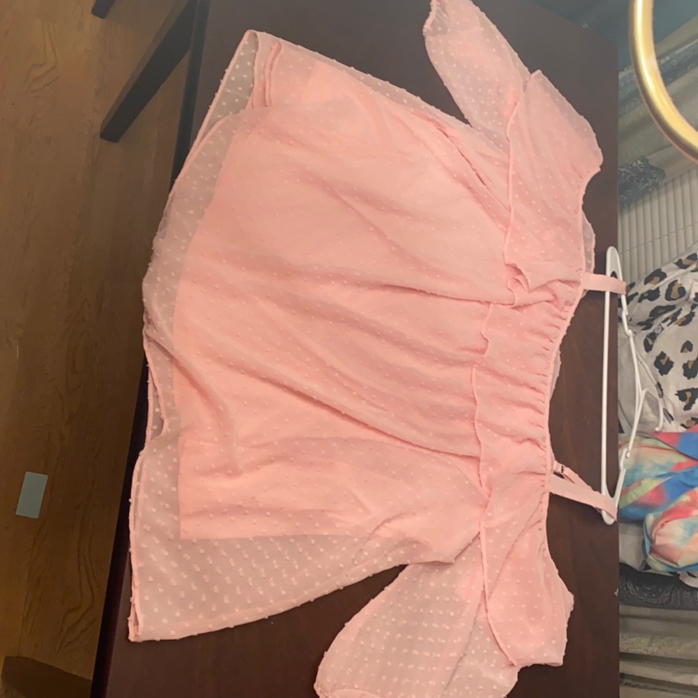 Pink Swiss dot top